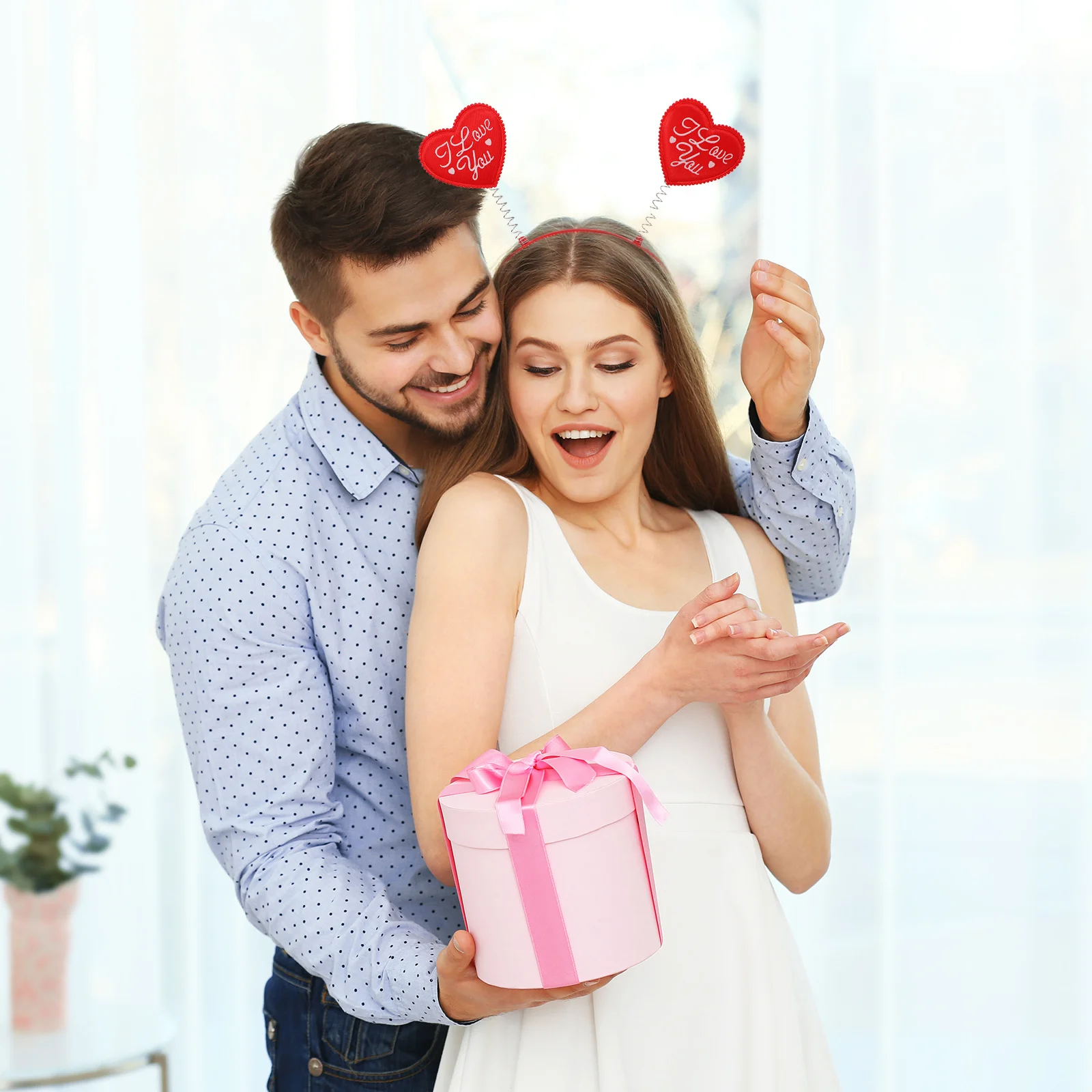 

4pcs Red Heart Headbands Party Hair Hoop For Lover'S Day Festival Holiday Costume Accessories Decorations Hair Care Styling