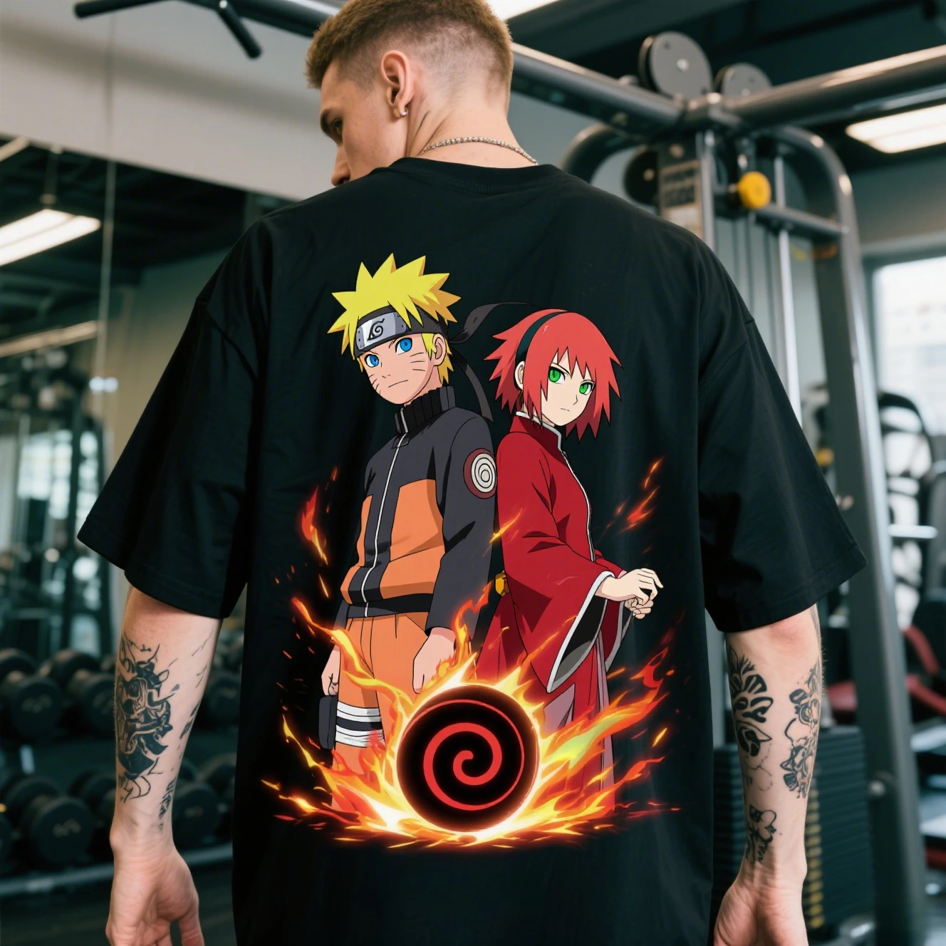 

Summer Pure Cotton Round-neck Short-sleeved T-shirts for Both Men and Women. Famous Anime "Naruto: Namikaze & Uzumaki Kukina"