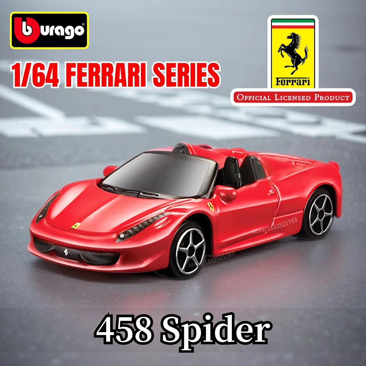 Bburago 1:64 Ferrari 458 Spider Replica Car Model Scale F40 F50 488 296 Enzo Diecast Traffic Miniature Art Figure Kid Boy Toy