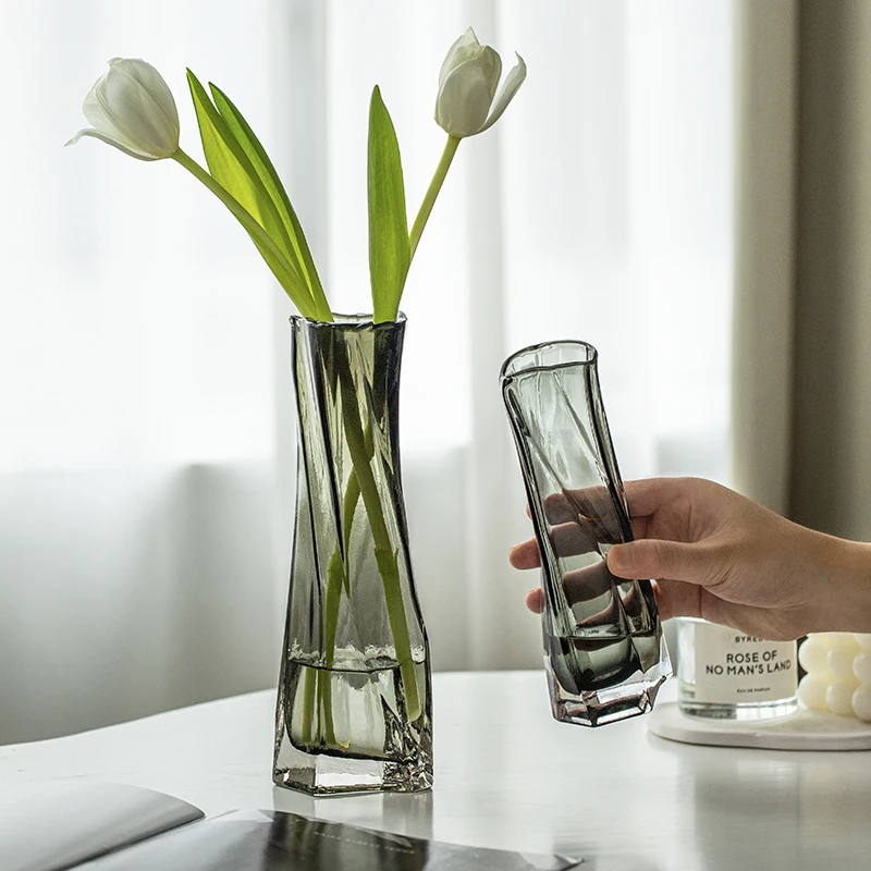 Vase Ornaments  Living Room Flower Arrangement, Creativity  Simple and Irregular Transparent Glass Water To Raise Flowers