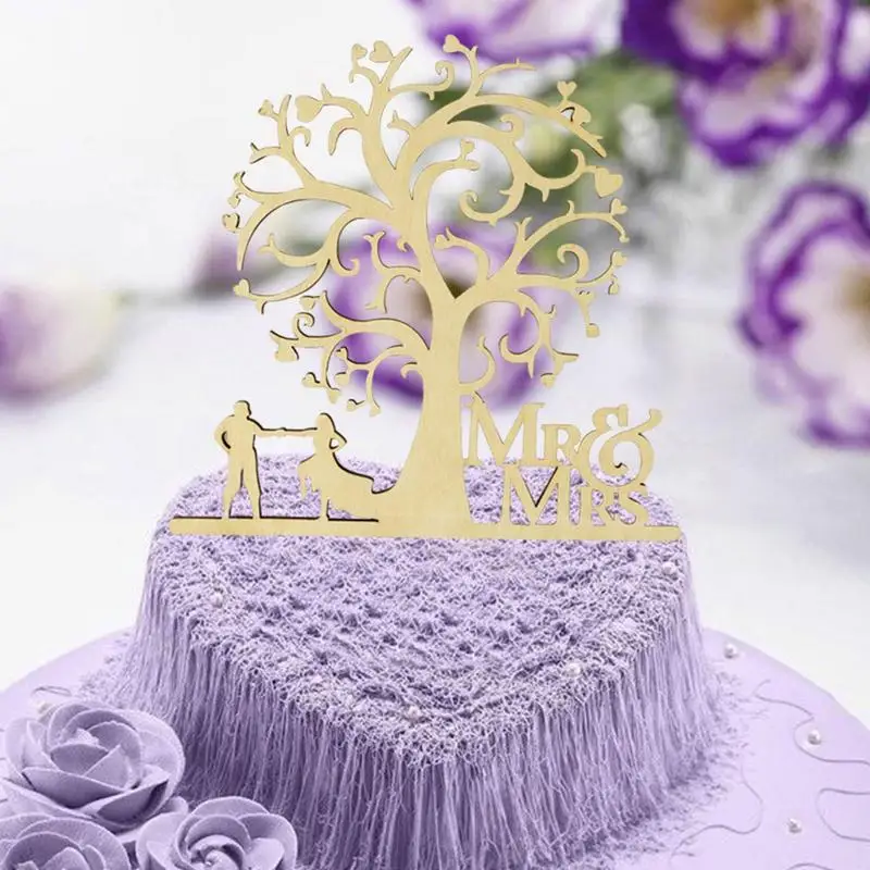 Cake Topper Tree Wedding Mr. And Mrs. Cake Topper Funny Bride And Groom Rustic Wedding Aniversary Party Engagement Decoration