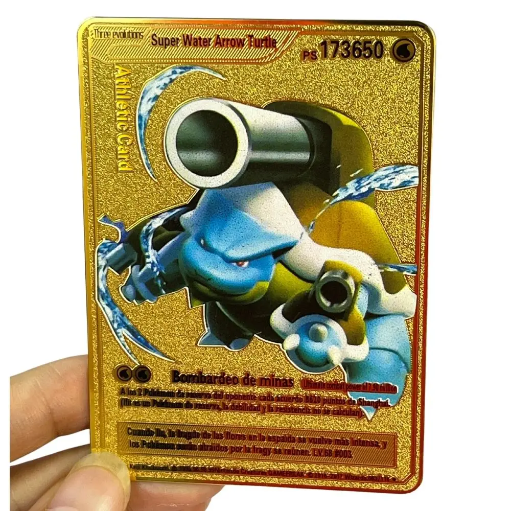 Hiszpańskie karty Pokémon metalowe litery Pokemon hiszpański Pokemon żelazne karty Mewtwo Pikachu Gx Charizard Vmax Cartas Pokémon Vmax