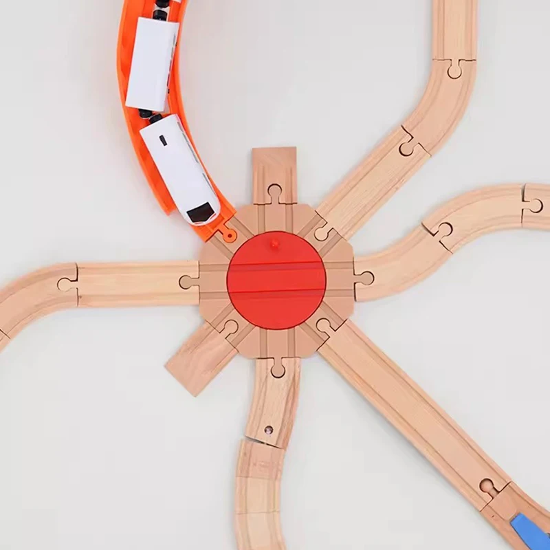 Wooden Track Accessories Beech Wood Railway Train Track Connector Toys Fit Biro All Brands Wooden Tracks Lights For Kid Toy Gift