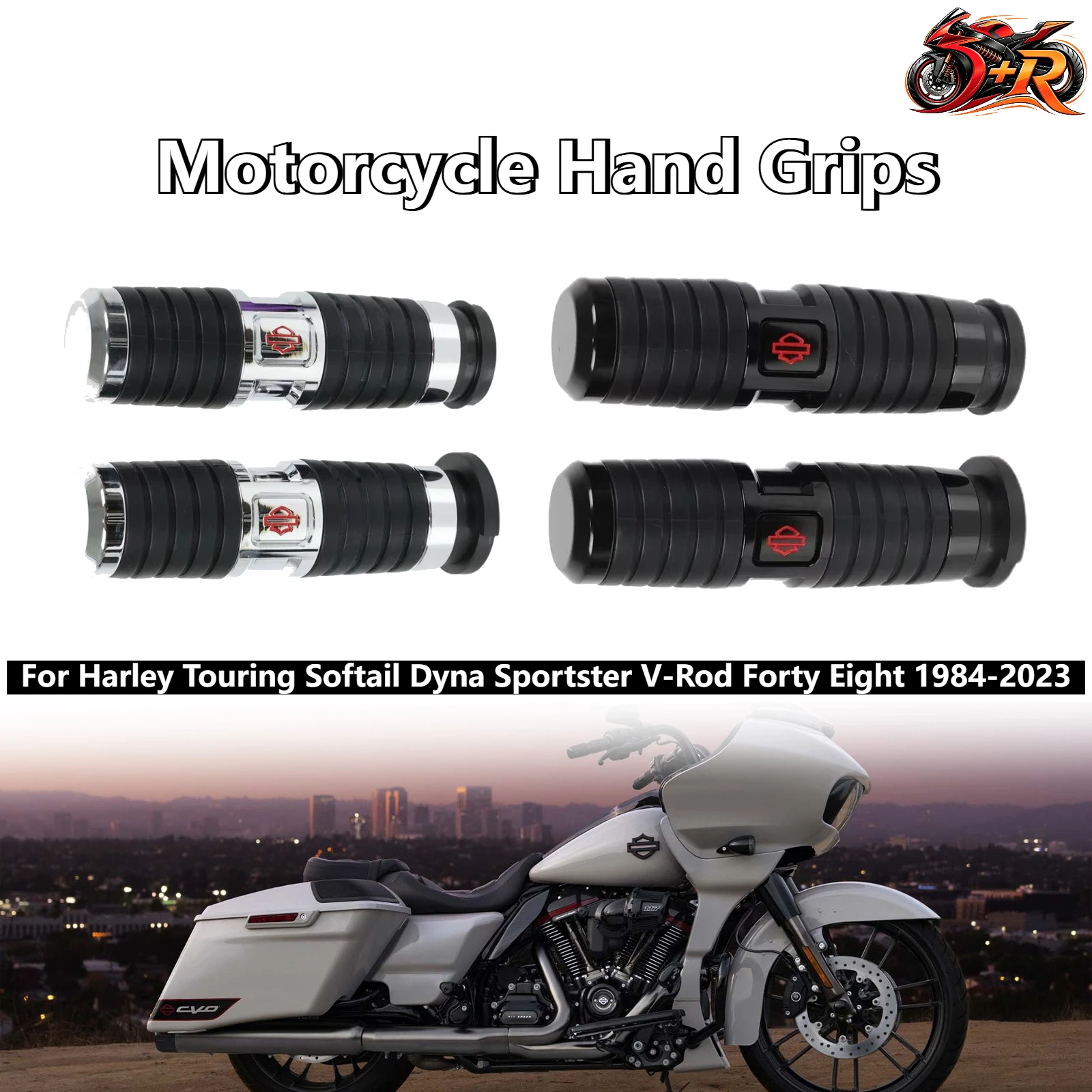 

Motorcycle Hand Grips For Harley Touring Softail Dyna Sportster V-Rod Forty Eight 1984-2023 1'' Soft Touch Comfort Handle Grip