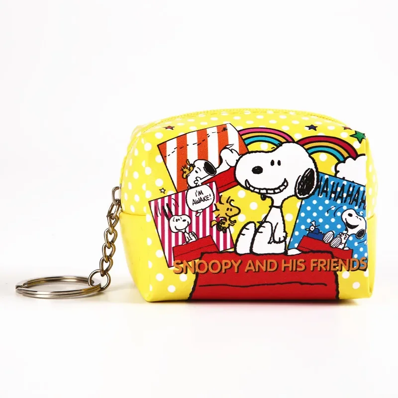 Monedero de Snoopy, bonitos auriculares de dibujos animados, bolsas de maquillaje para niñas, bolsa organizadora de llaves pequeña de viaje de Anime para niños, Mini billetera organizadora de Pu