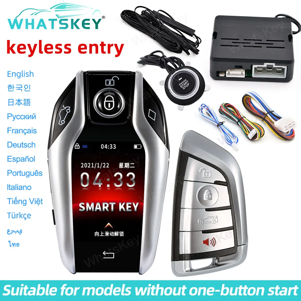 Universal LCD Screen Smart Remote Key Car Start Stop Engine Alarm System PKE Keyless Entry Ignition Device Remote Open Trunk