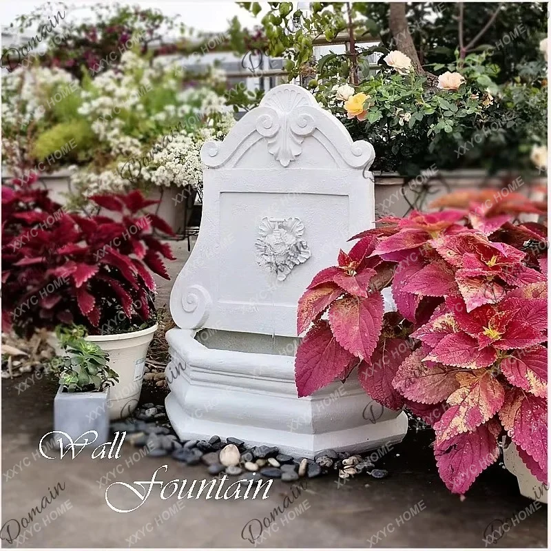 XXGarden Solar Fountain Outdoor Wall Hanging Waterfall Decor White Faucet Ornament for Patio