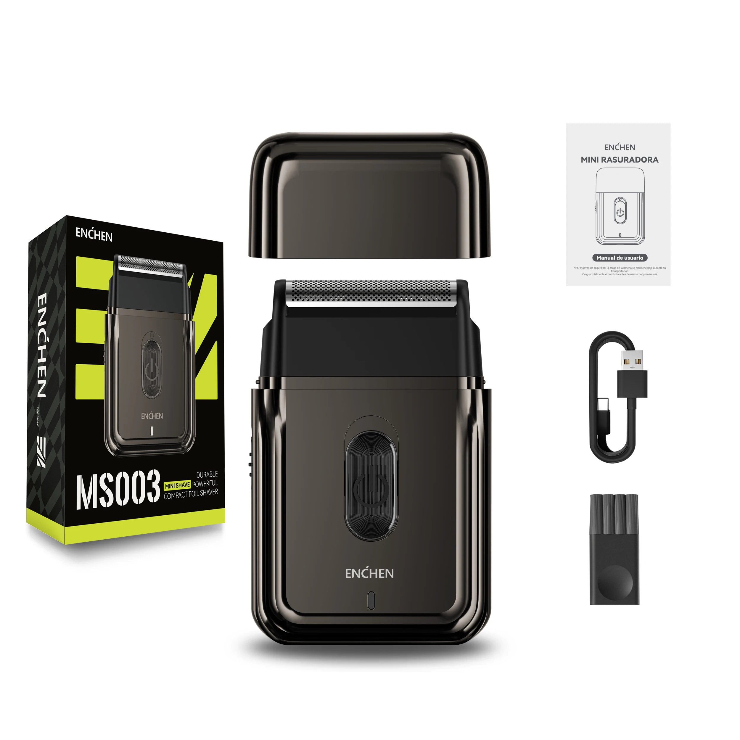 ENCHEN MS003 rasoir à feuille compacte avec tondeuse de précision POP-UP type-c charge avec indicateur 7000 tr/min moteur fort