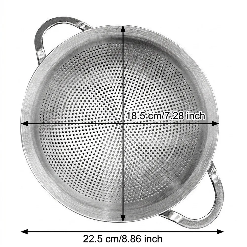 Stainless Steel Mesh Strainer with Uniform Fine Holes and Sturdy Loop Handles for Oil Filtering Flour Sifting and More