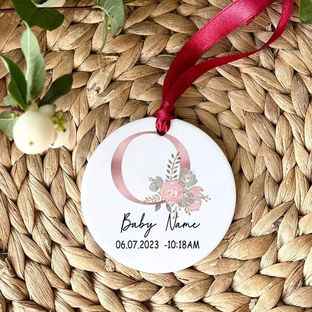 Personalized Baby Ornament Custom Rose Gold Letter Newbron Photo Prop Baby Photography Accessories Infant Birth Ceramic Ornament