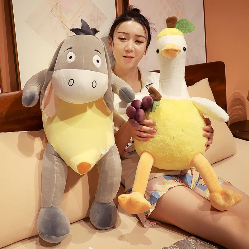 1pc 50-140cm Banana Green Pear Grape Duck Plush Creative Doll Lovely SleepingLeg Pillow For Friends And Classmates Gift