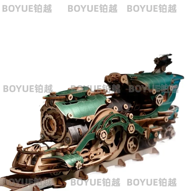 Fantasy Steam Train Wooden 3D Puzzle Model Kit Mechanical Assembly Building Blocks Toy Creative Birthday Gift for Boys