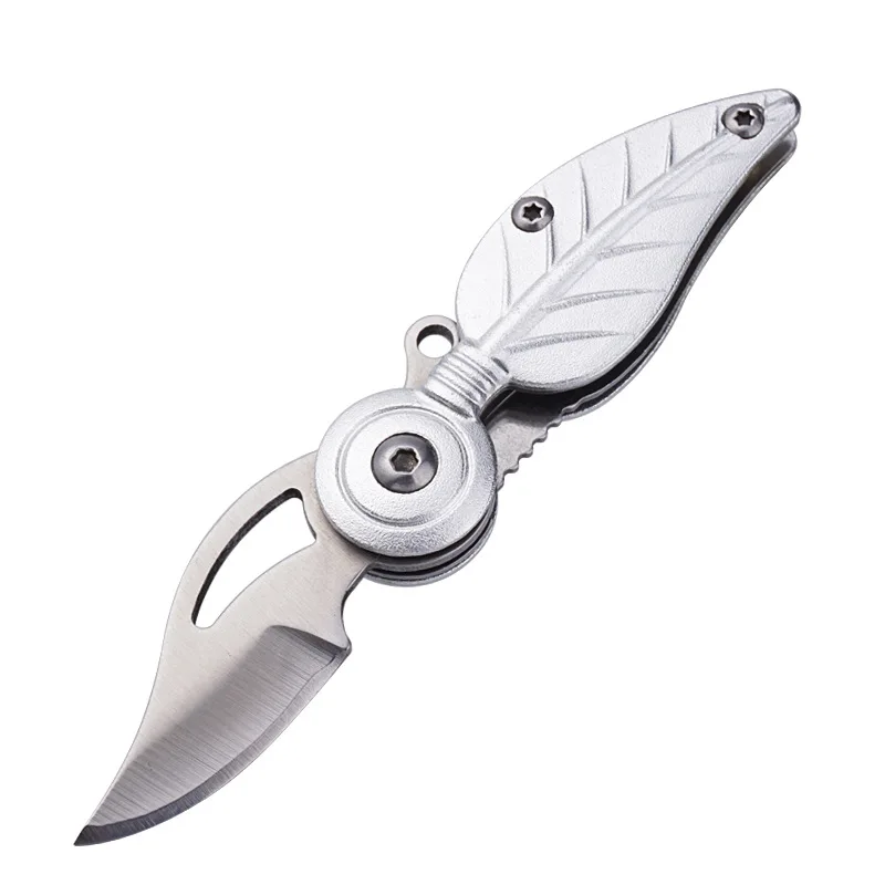 Creative Feathers Folding Knife Outdoor Camping Survival Leaf Knife Self-defense Mini Pocket  EDC MultiTool KeyChain Fruit Knife