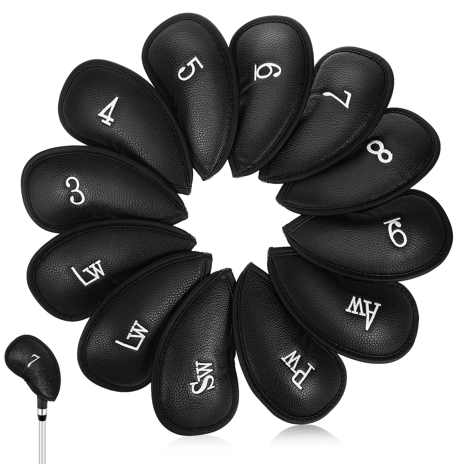 

12 Pcs Golf Accessories Club Cover Putter Headcover Iron Protective Luxury for Men Black Travel