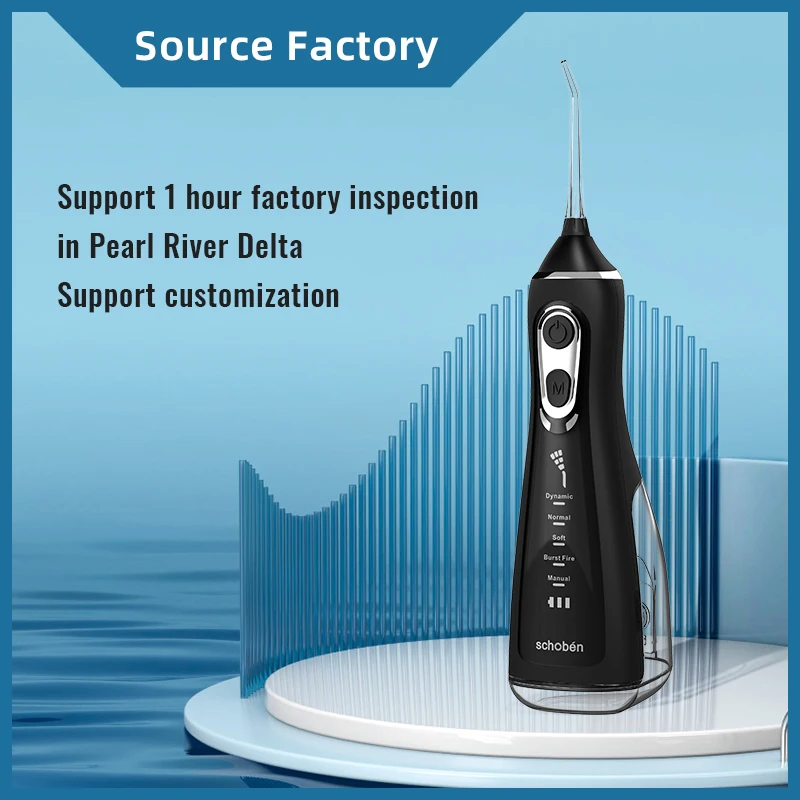 Portable Dental Oral Irrigator Water Flosser USB Rechargeable 4 Nozzles Water Jet 300ml Water Tank Waterproof IPX7
