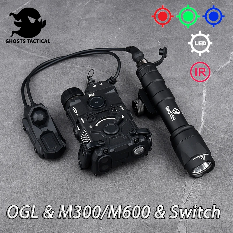 Tactical Hunting OGL NGAL Red Green Blue Surefir M300 M600 Airsoft Scout Light AXON Dual Switch Fit Mlok Keymod 20mm Rail