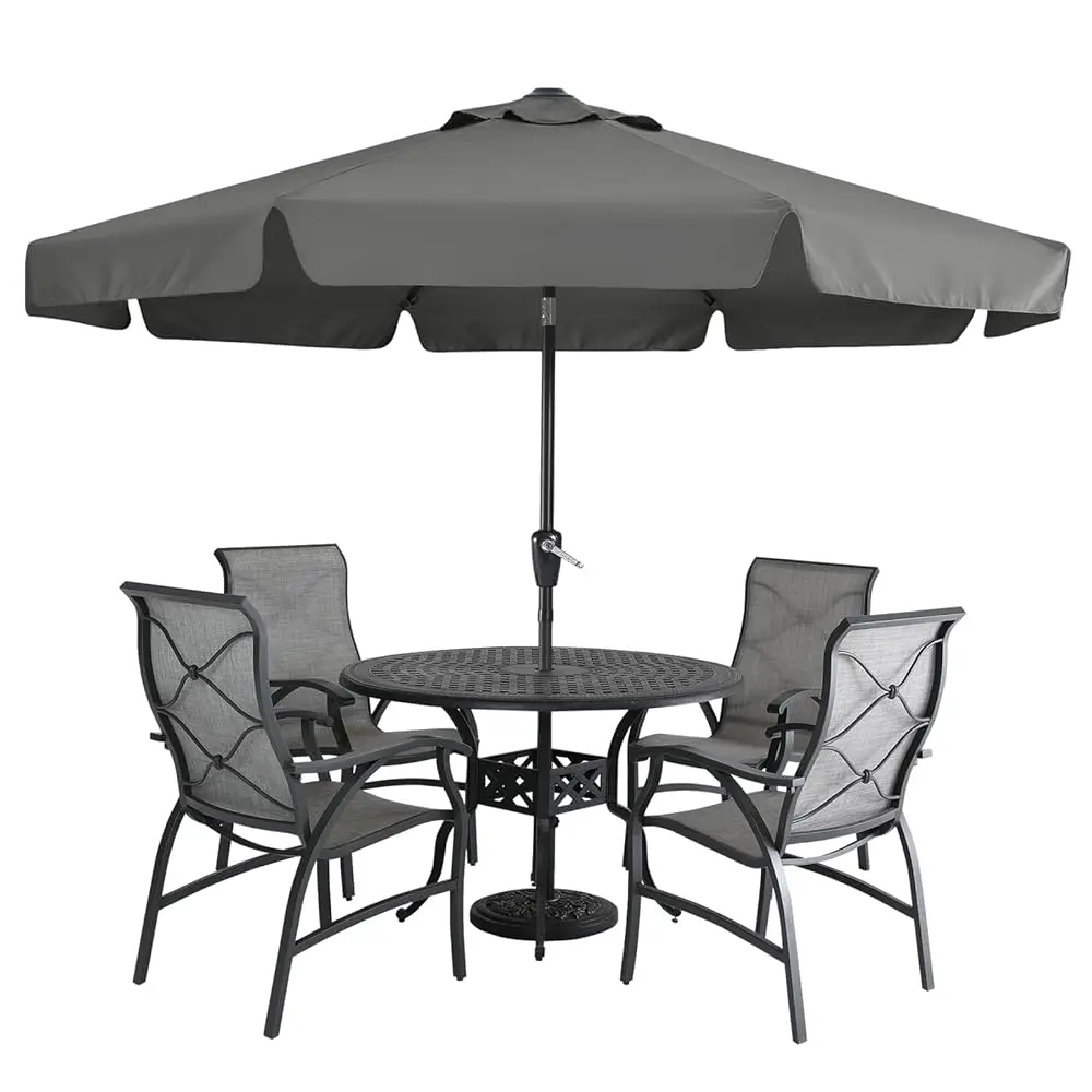 

Valance Patio Umbrella For Outdoor Table Market -8 Ribs (10Ft, Dark Gray)