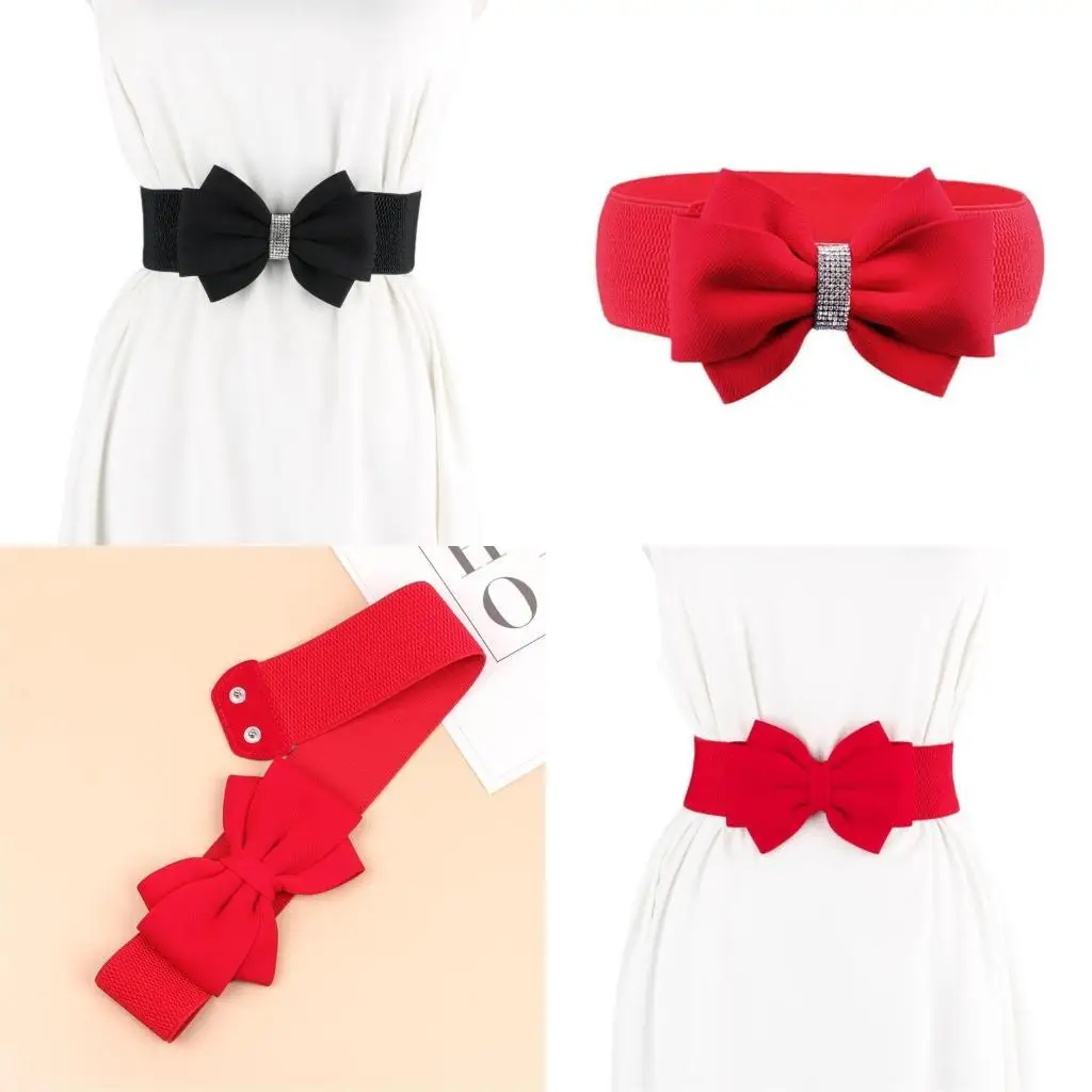 

39BB Waist Belt Bow Idol Costume Woven Stretchy Belt for Wrap Dress Halter Dress