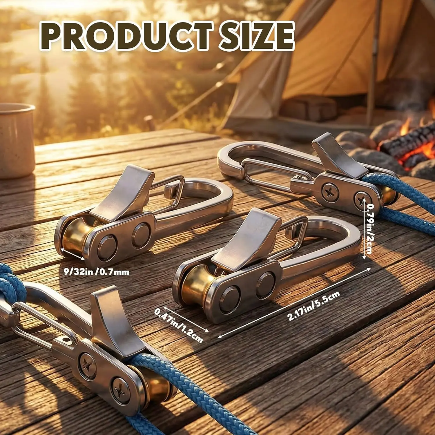 Rope Tensioner with Roller,Knot-Free Rope Tensioner Set Heavy-duty Roller Paracord Adjuster Easy Operation Cable Puller for Tent