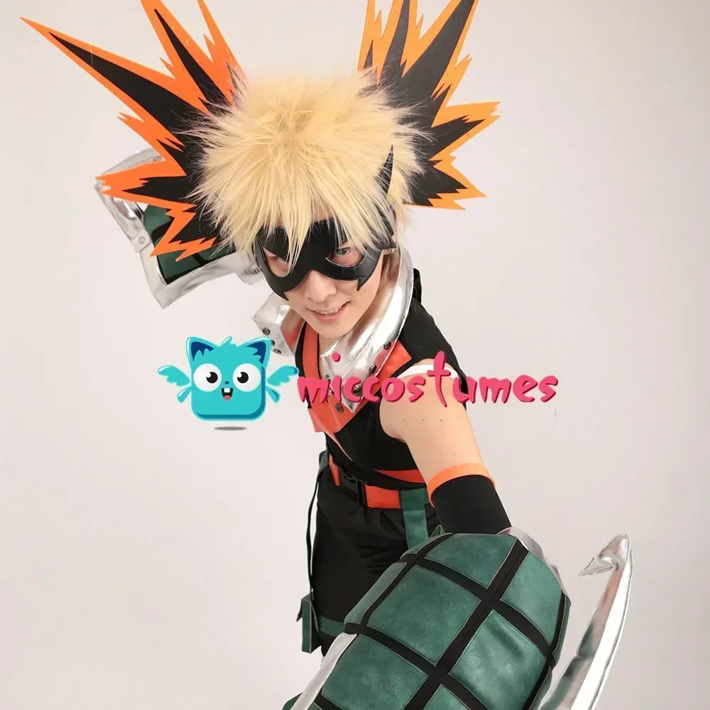 Miccostuums Anime Bakugou Cosplay Kostuum Fullset Hero Suit Met Gezichtsbedekking En Handschoenen