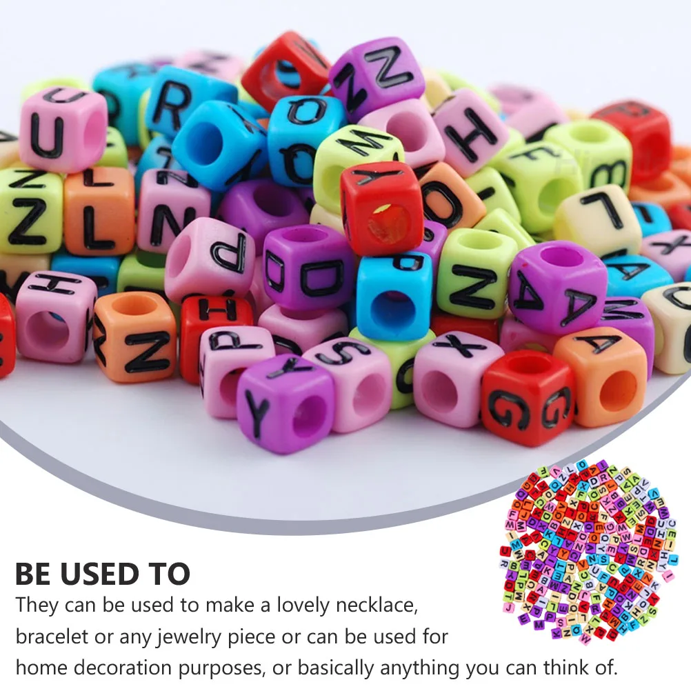 

800 Pcs Jewelry Love Letter Beads Alphabet Square Decorate Plastic Charms for Bracelets
