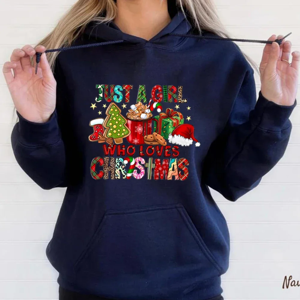 Women\'s Christmas Hoodie, Just A Girl Who Loves Holiday Sweatshirt, Lover Gift, Autumn, Winter