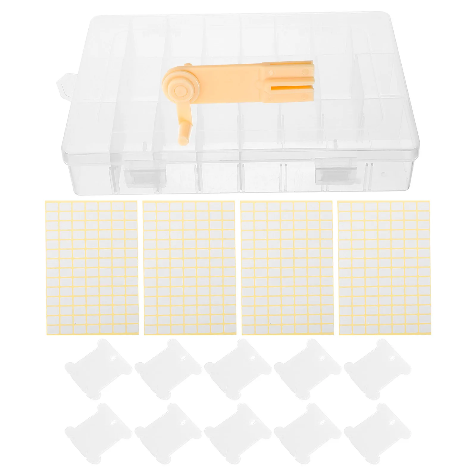 

1 Set Of Storage Box For Thread Winders 24 Compartment Embroidery Organizer Plastic Winding Plates Cord Wraps Sewing Tools Kit
