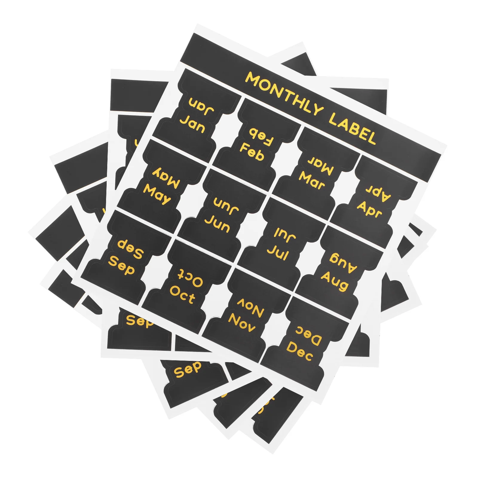 5 Sheets Label Stickers Hot Stamping Month Labels Professional Sticky Tabs Household Book 400X300X001CM Black Planner for