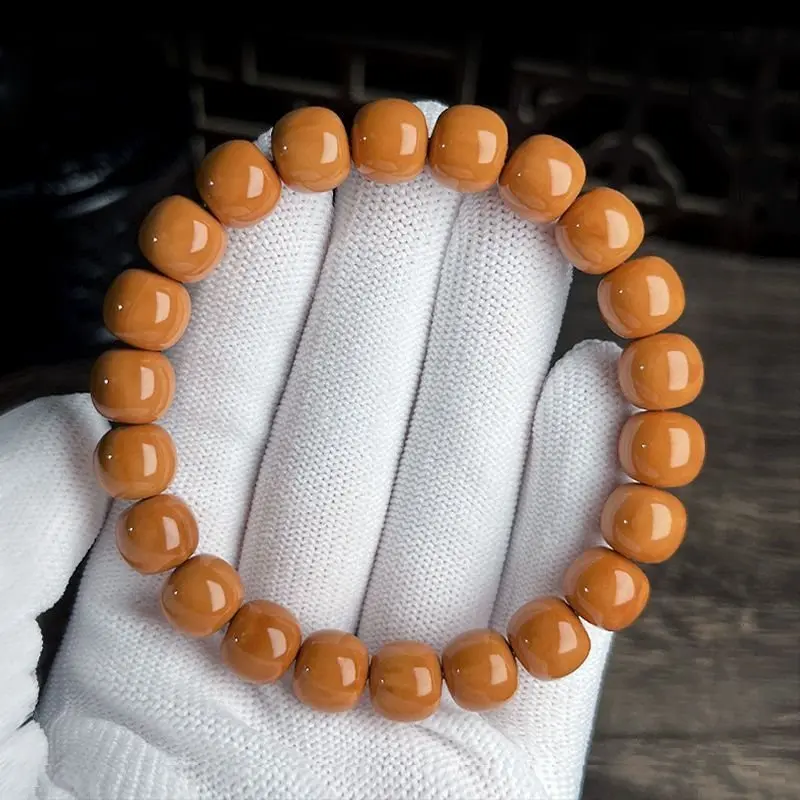 

Carved Monkey Head Walnut Bracelet Old Barrel Straight Cut round Beads High Polished Peach Pit Buddha Beads Bracelet Crafts Men