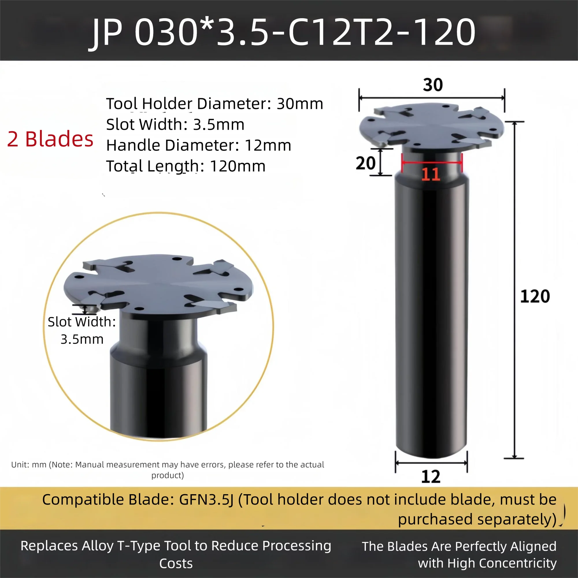 Jp Zaagblad Frees Cutter Bar 40X2 40X3 45X2 45X3 50X2 50X3 Freesgroef Gereedschap Vervangbaar Inzetstuk Gf 2Mm 3Mm