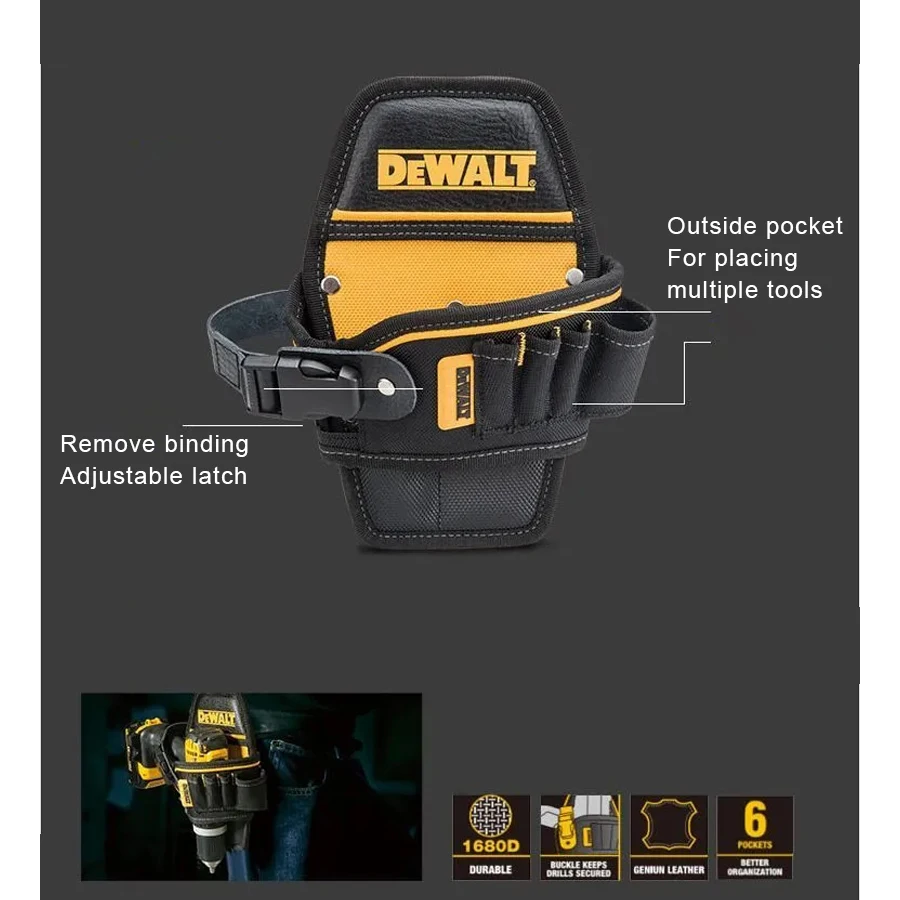 DEWALT Compact Drill Pouch with 6Pockets Electric Screwdriver Holster Power Tool Accessories DWST83486-1-23