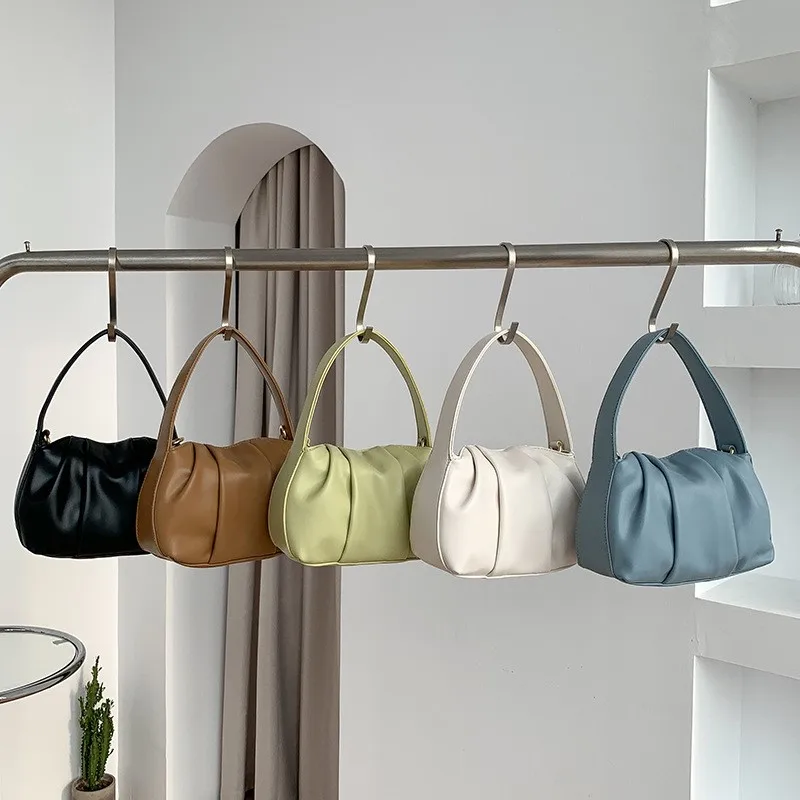 Borse increspate in morbida pelle per le donne 2024 nuova moda di lusso solido pochette borsa nuvola borsa a tracolla borse a tracolla alla moda