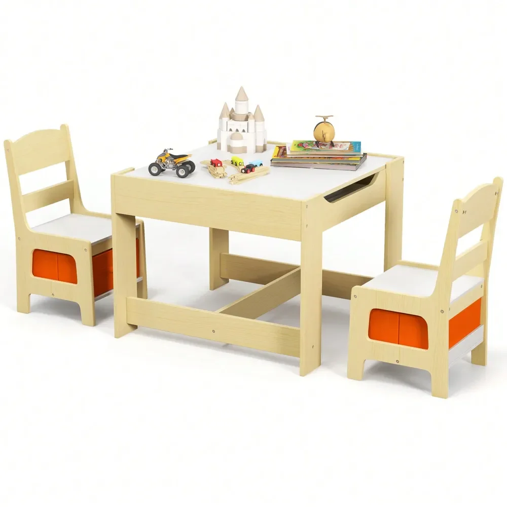 

Kids' Tables And Chairs Escritorio Para Niños3 In 1 Wood Activity Table Chair Set W Storage Box