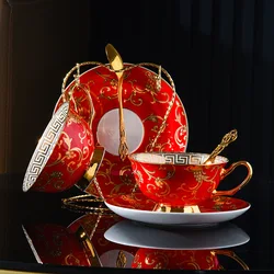 Vintage European Bone China Coffee Cup Set Ceramic High-grade Exquisite Senior Sense Niche Tea Set British Style Gift Box