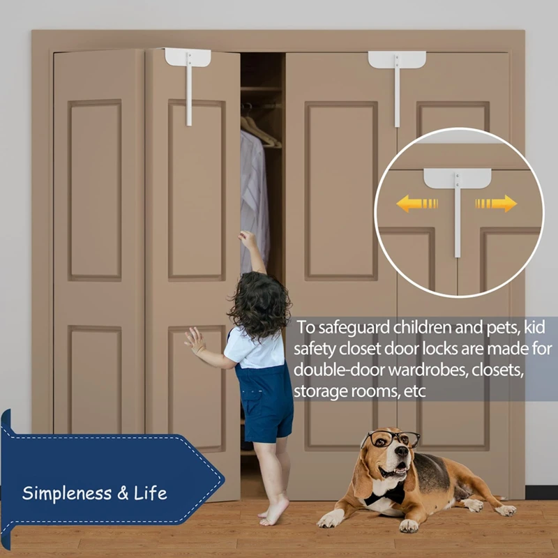 Metal Bifold Door Lock - Adjustable Bifold Closet Door Lock(Fits 0.6-2Inch Bi-Fold Door)Bifold Door Child Safetys Lock