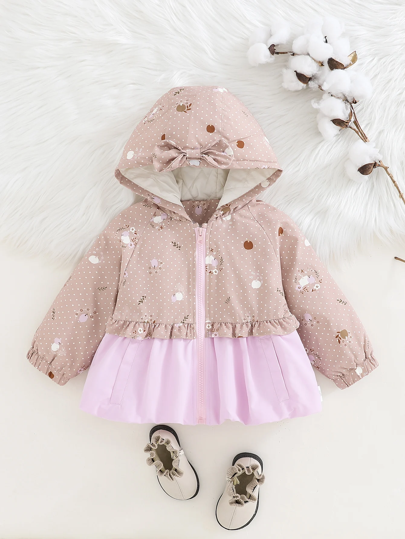 

Girls' Autumn-Winter Sweet Style Hooded Coat, Fashionable Outfit for Baby Girls