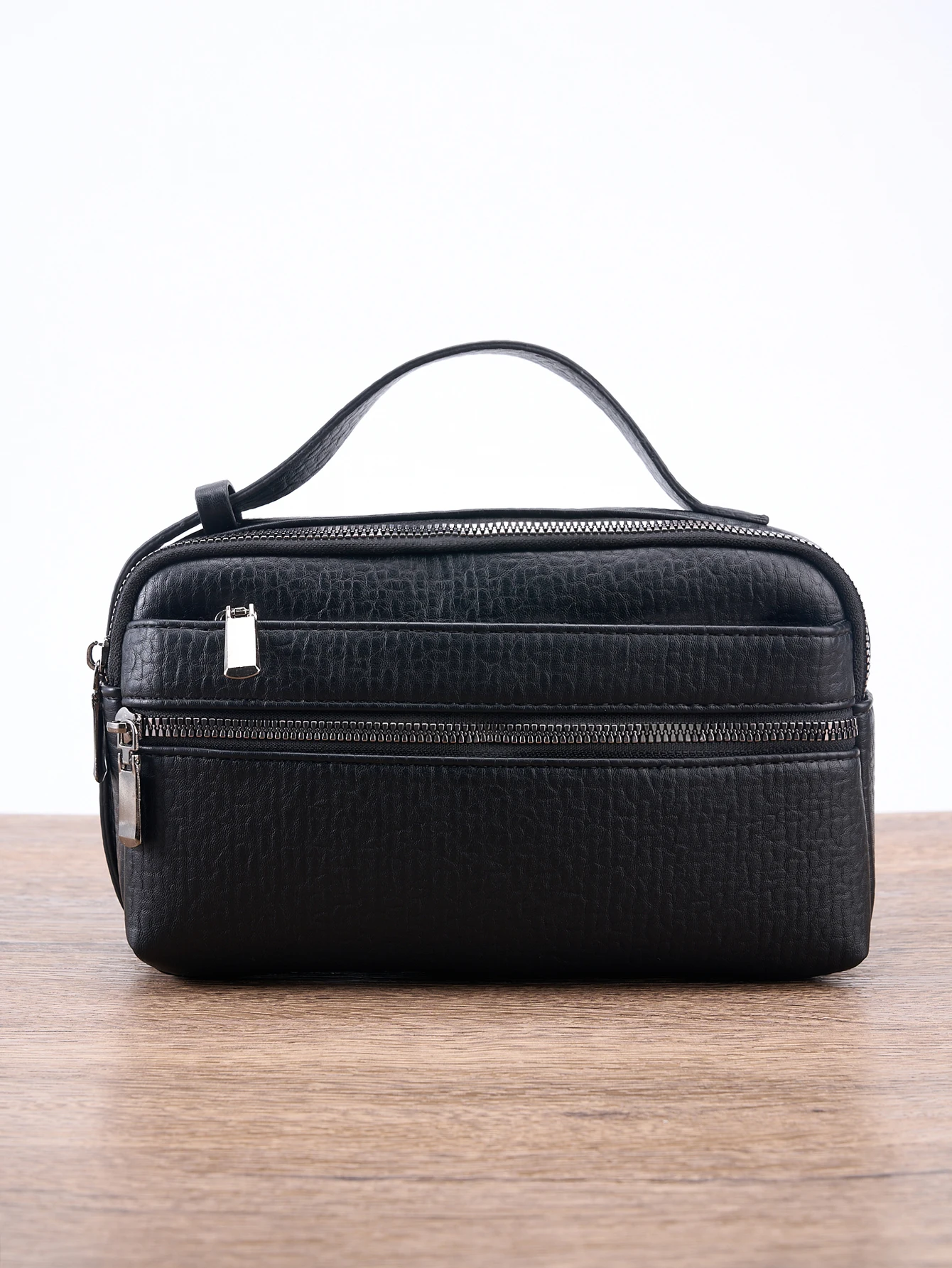 24cm Herren-Anti-Diebstahl-PU-Krokodil-Business-Handtasche - Wasserdichter Schlanker Organizer mit Handgelenkschlaufe, 3 Reißverschlusstaschen – Detail 6