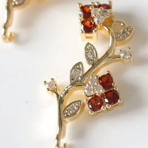 Copper-plated Gold Colored Flower And Fruit Branch Pendant Charms For Jewelry Making DIY Bracelet Accessories Findingsconnector