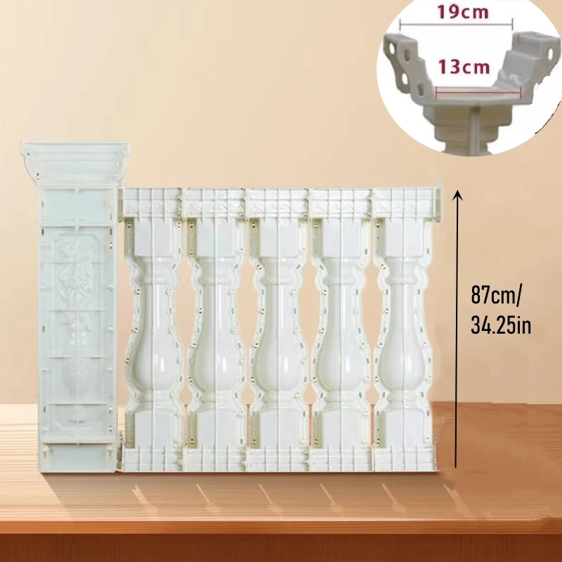 Summer Breeze-Reusable Strong Balcony Baluster Mold, Round Bottle Balustrade Mould, ABS Plastic Fencing Molding, H 87cm/ 34.25in