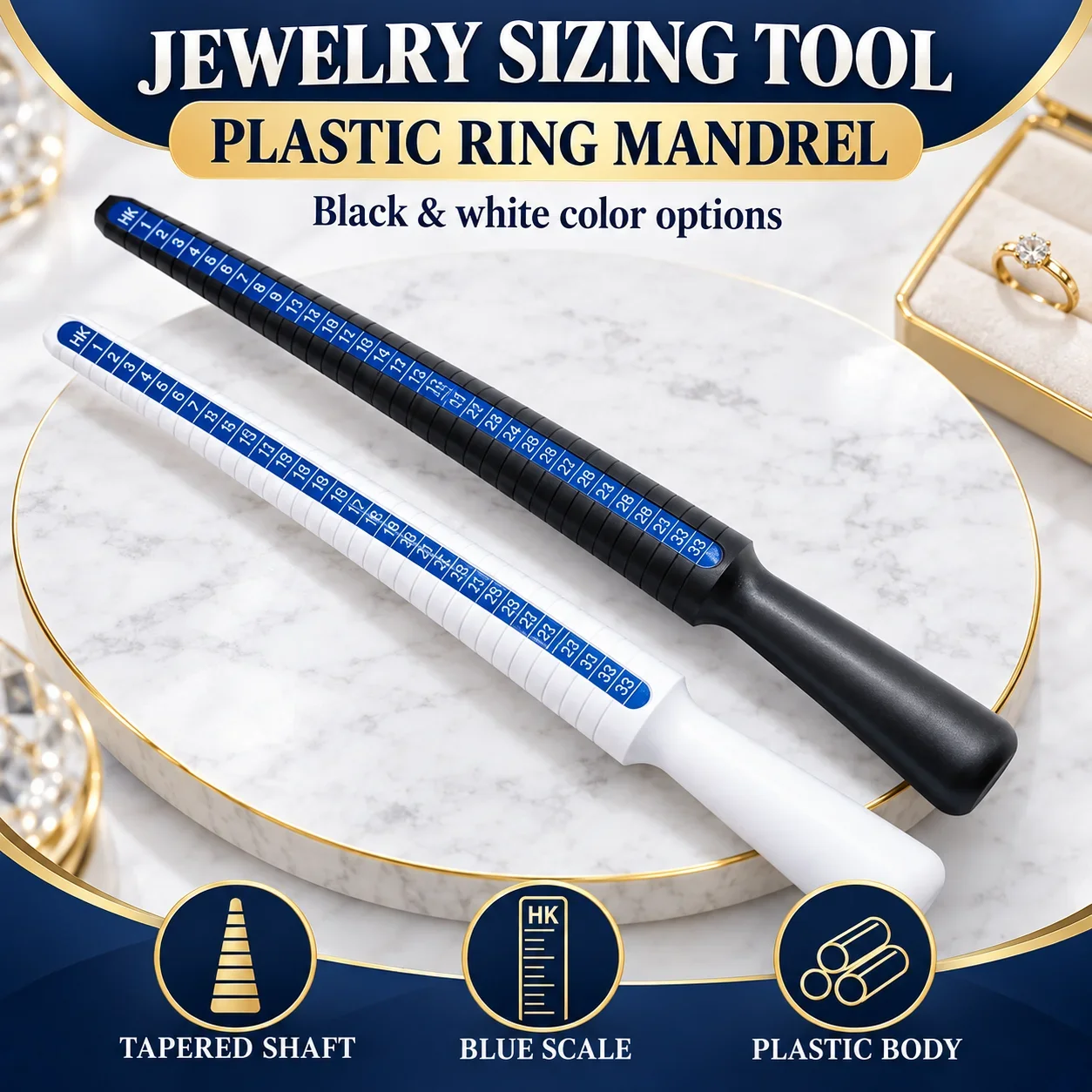 Plastic Ring Sizer Mandrel US HK KRSize Measuring Stick - Durable Jewelry Finger Gauge Tool for Ring Sizing Repair Jewelry tools