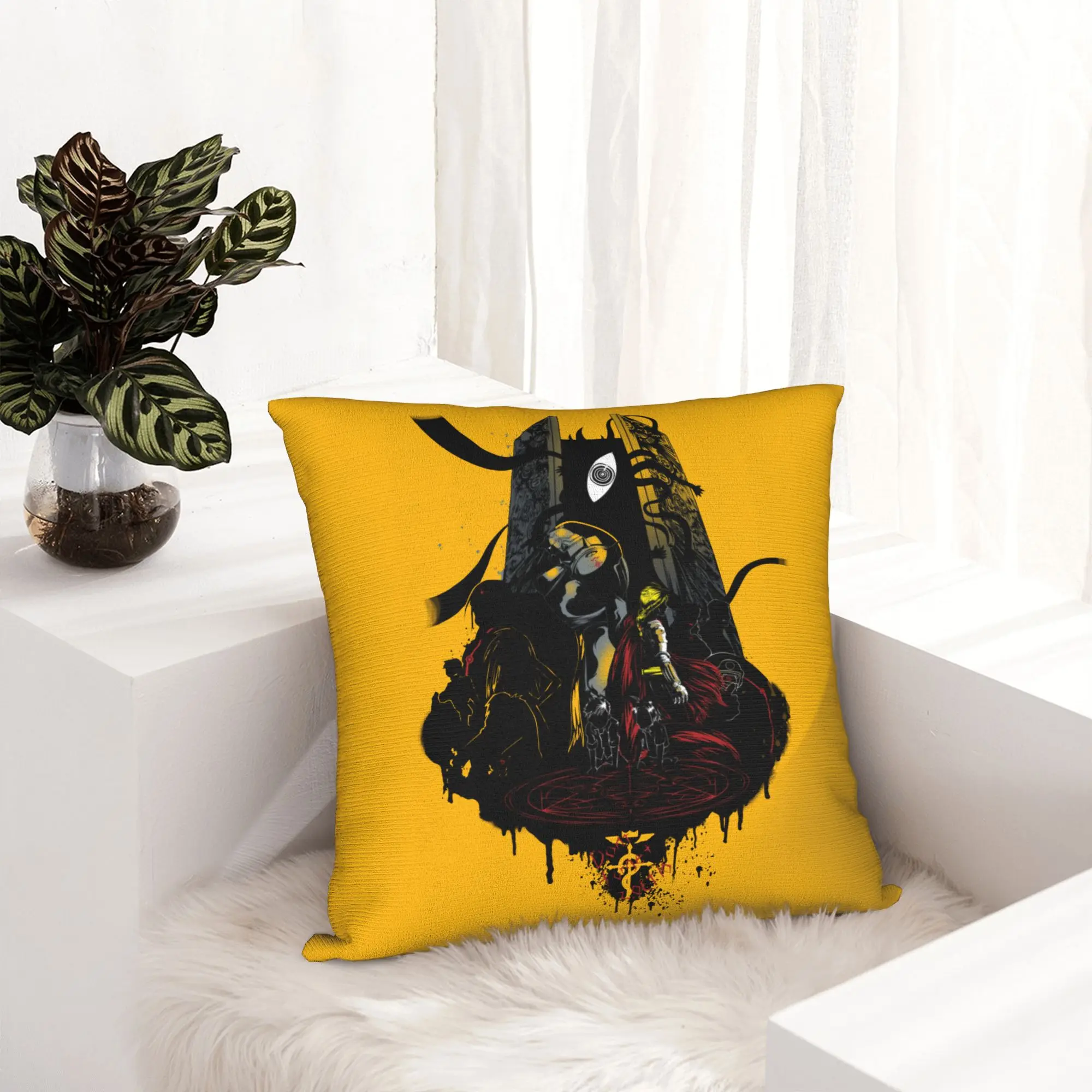 Fullmetal Alchemist Pillowcase Printed Polyester Cushion Cover Decor Anime Throw Pillow Case Cover Home Wholesale 45*45cm