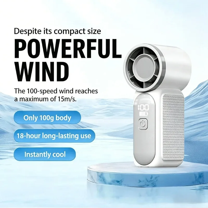 Portable USB Rechargeable Mini Turbo Fan, High Speed Powerful Cooling Fan with Long Battery Life for Outdoor Travel Camping