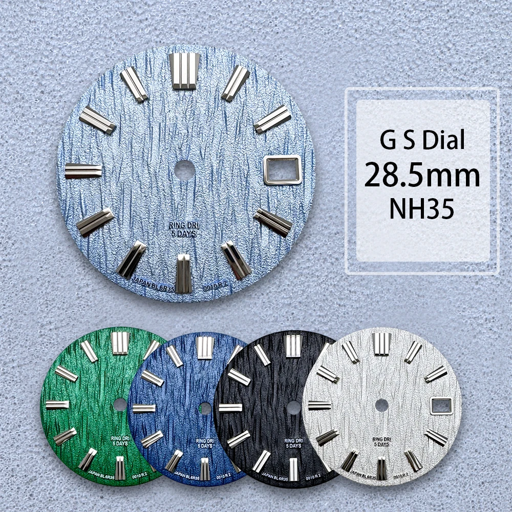 28.5mm G S Logo 3D Bark Dial Fit NH35/NH36/7S/4R Japanese Automatic Movement High Quality Watch Modified Accessories