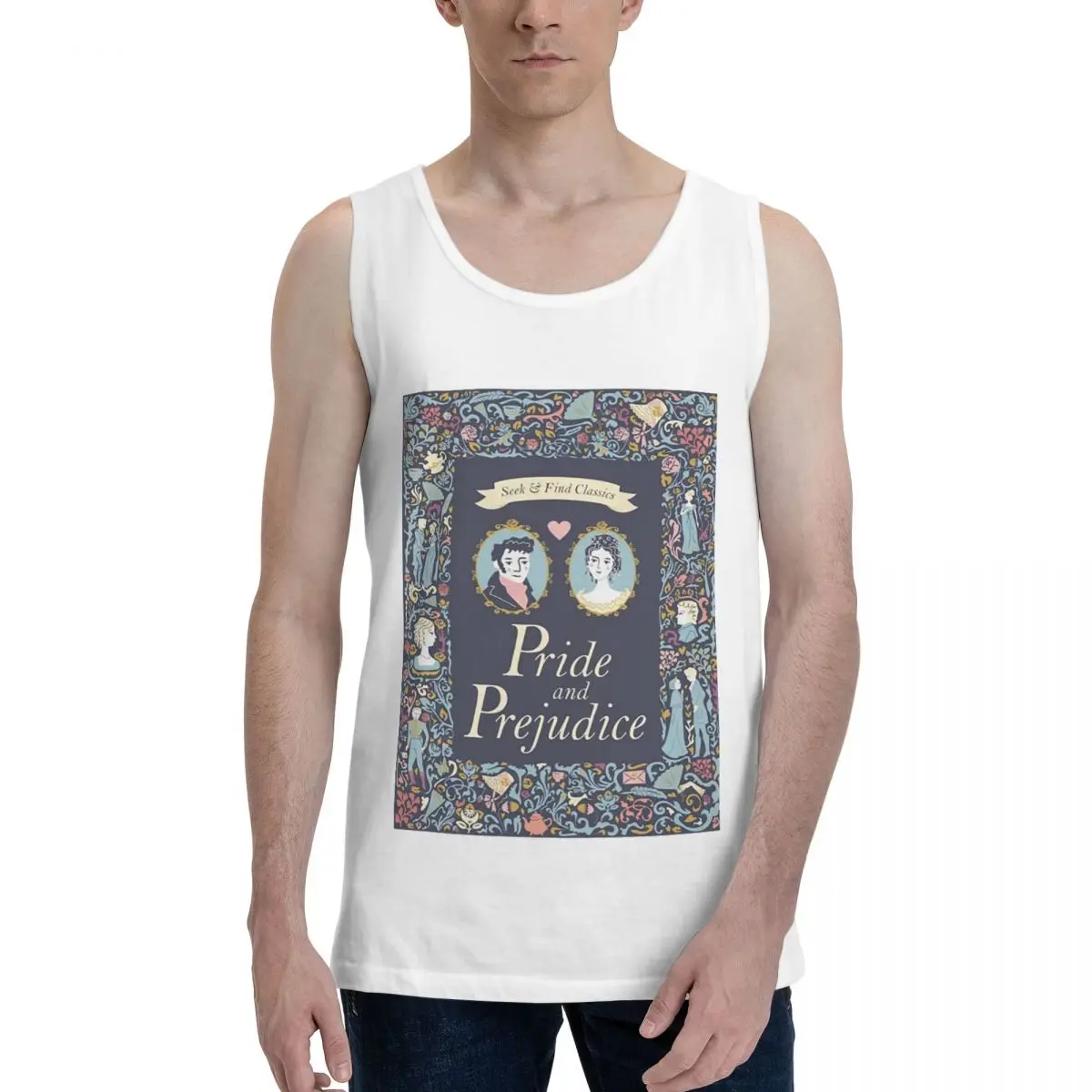 Pride And Prejudice Florals Quote 100% Cotton Men's Sweatshirt Vest Sleeveless Clothing Tees Men Tank Tops T-shirt