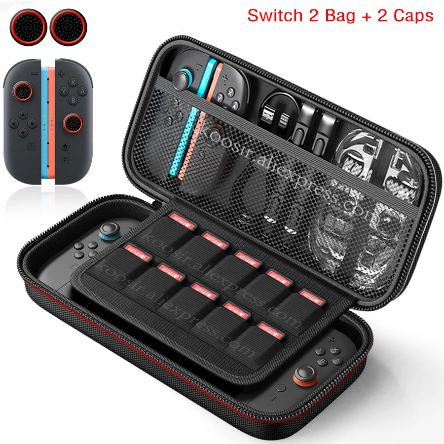 Bolsa de Transporte de Nylon para Nintendo Switch 2 e Acessórios, Estojo Portátil Rígido de EVA para Armazenamento