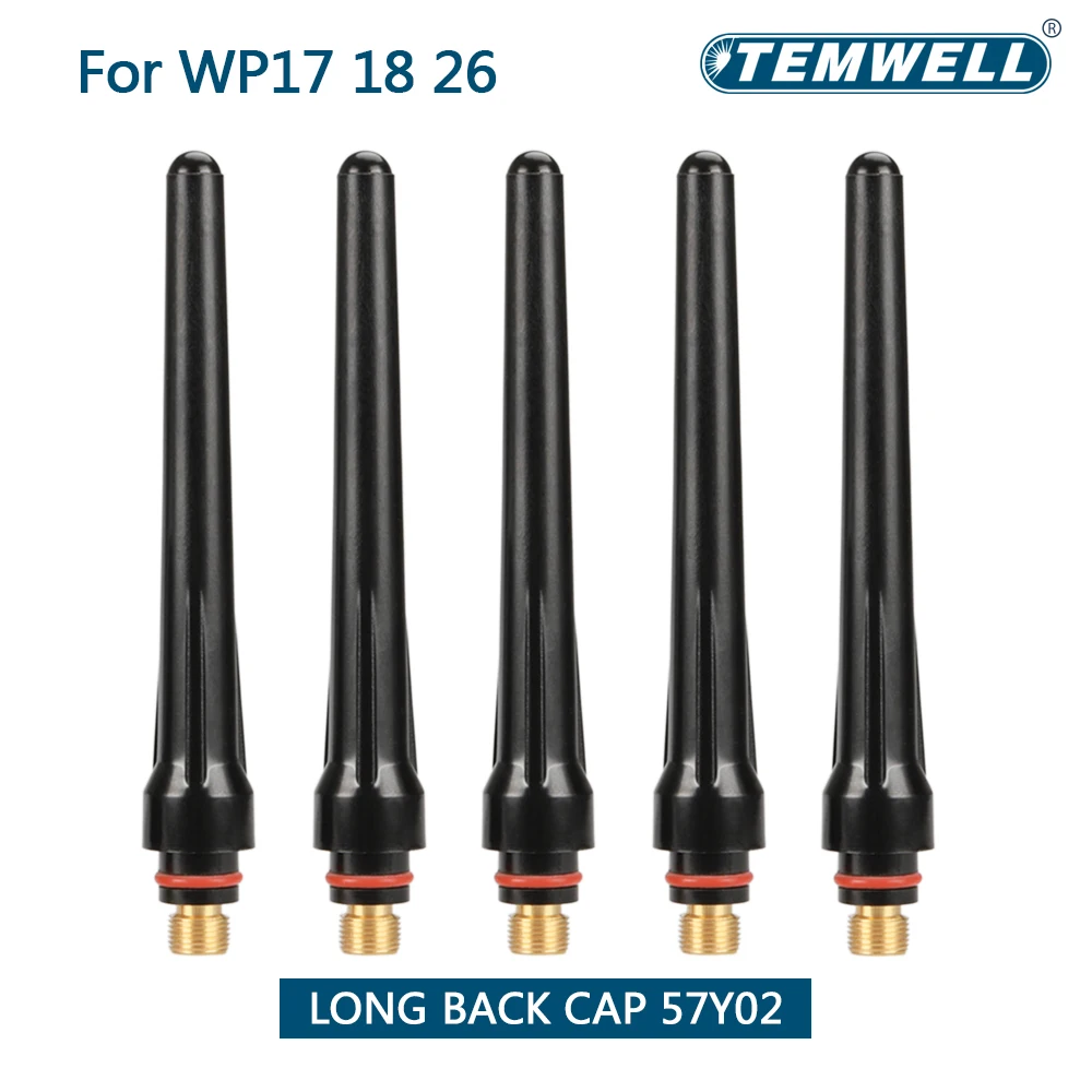 

TEMWELL 5PCS Back Caps 57Y04 Short / 57Y03 Medium / 57Y02 Long For DB PTA SR WP 17 18 26 TIG Welding Torch