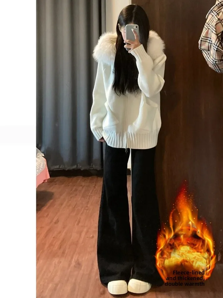 

Женские джинсы Bla Fce с подкладкой, утолщенные, микро-клеш, осенне-зимние, новые, больших размеров, утягивающие, с высокой талией, эластичные, расклешенные