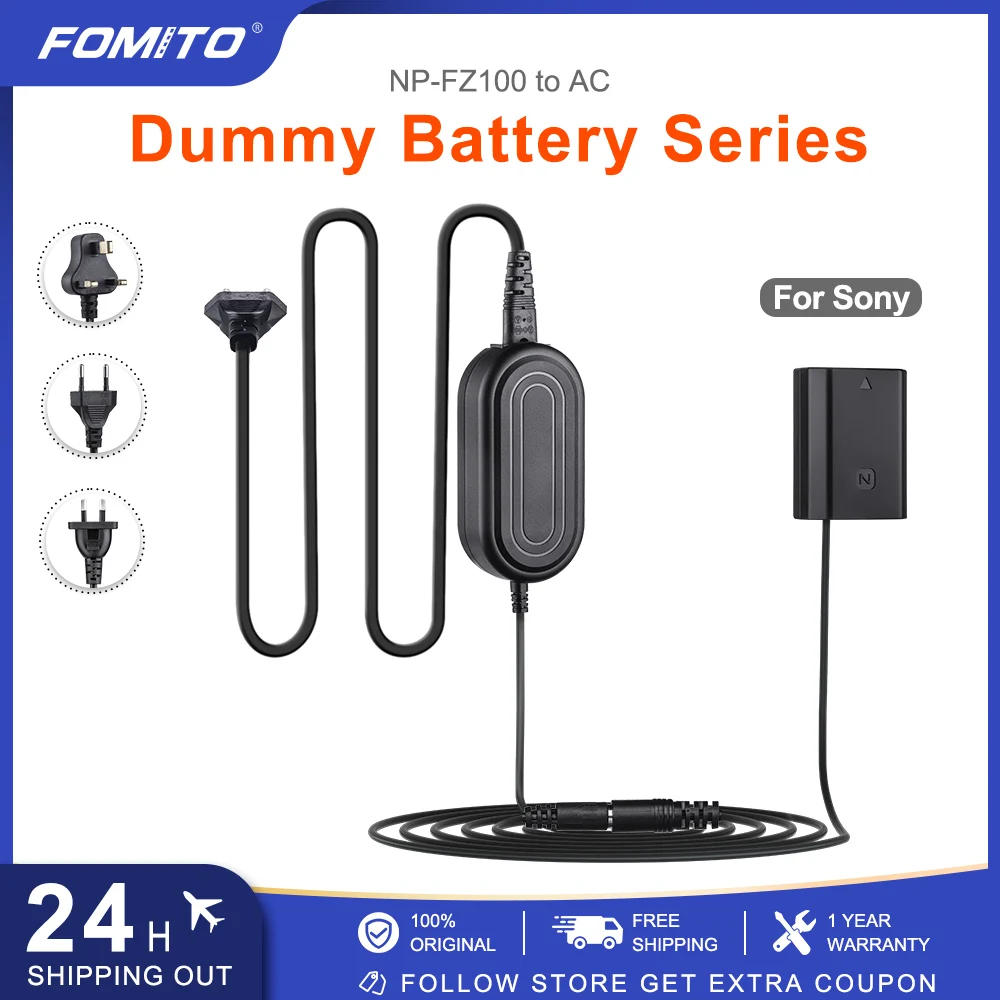 FOMITO Continuous Power Supply AC Power Adapter with A7III Dummy Battery for Sony Alpha A6600 A7C FX3 A7R3 A9R A9S