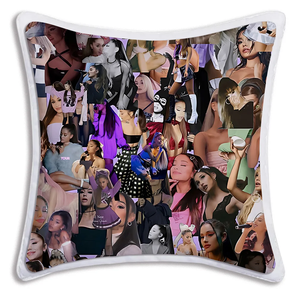 HOT Pop Singer Ariana Grande Pillow Covers Cartoon Sofa Decorative Home Double-sided Printing Short Plush Cute Cushion Cover