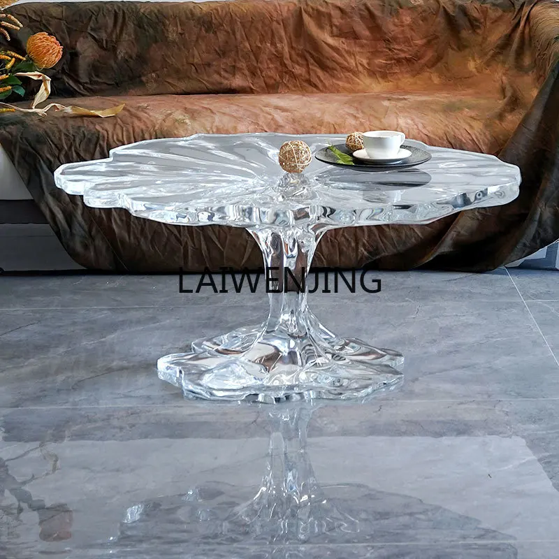 SGF round coffee table Italian minimalist platinum crystal transparent design simple low table